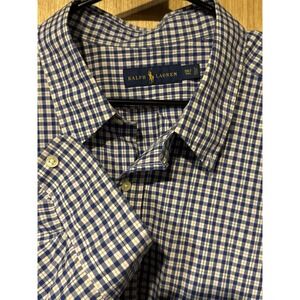 Polo Ralph Lauren Shirt Mens 3XLT  Blue  Check Preppy Button Up